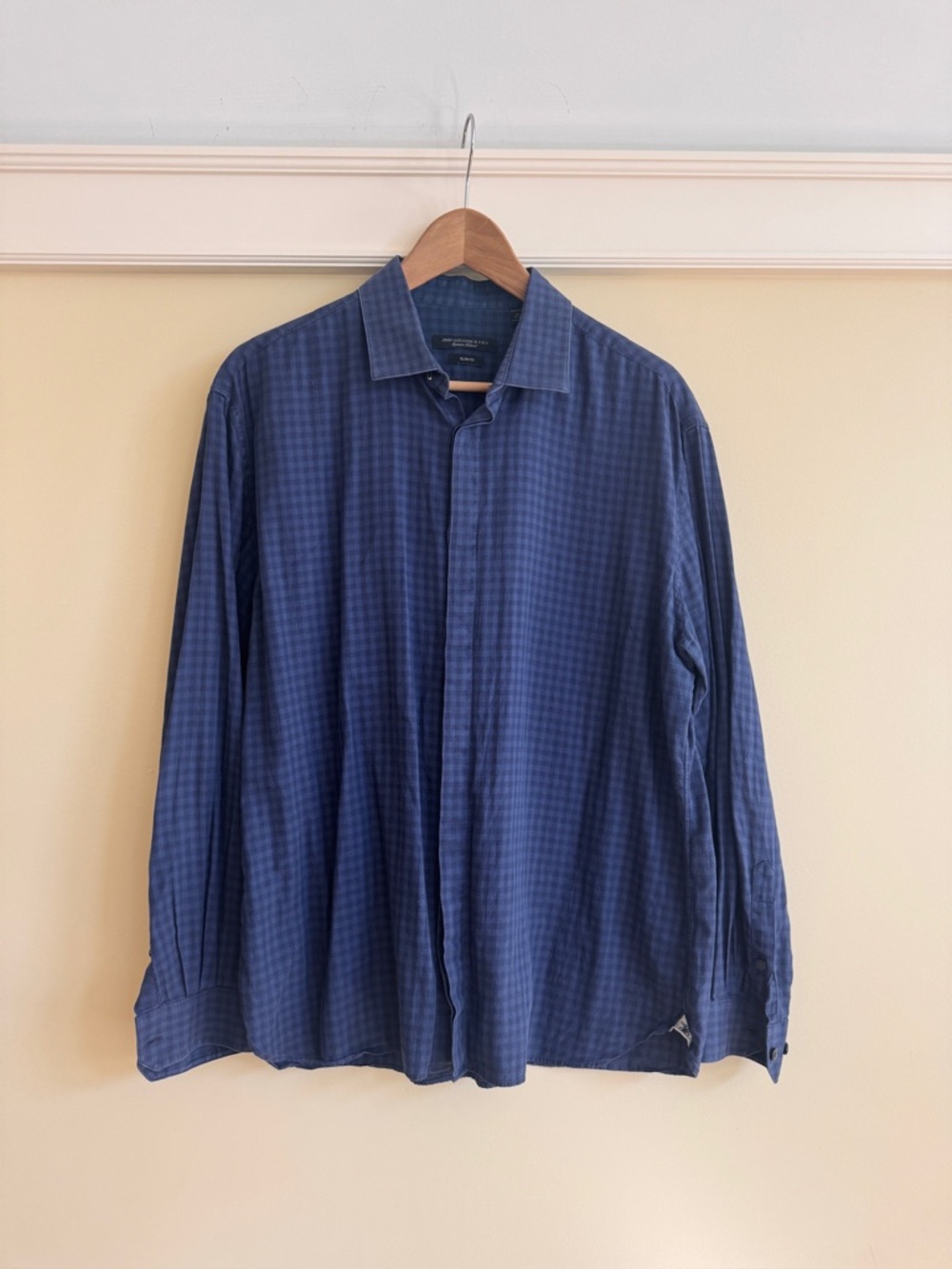 John Varvatos Blue Checked Dress Shirt
